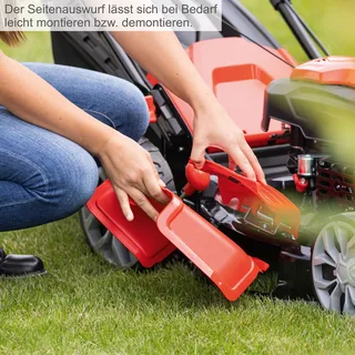 Grasmaaier Benzine met hybride start M225-56E - Zelfrijdend - Mulchfunctie - 56cm maaibreedte - Maaihoogte in 7 stappen verstelbaar: 25-75mm - 4-takt - 224cc - 6pk - Voor tuinen tot 2200m² - met 65L opvangbak by Scheppach – product image 4 of 5