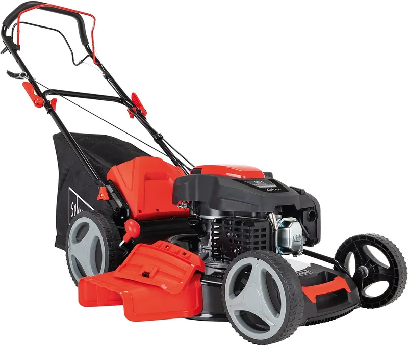 Grasmaaier Benzine MS225-53 - Zelfrijdend - Mulchfunctie - 53cm maaibreedte - 4-takt - 224cc - 6pk - Voor tuinen tot 1800m² - met 65L opvangbak by Scheppach – product image
