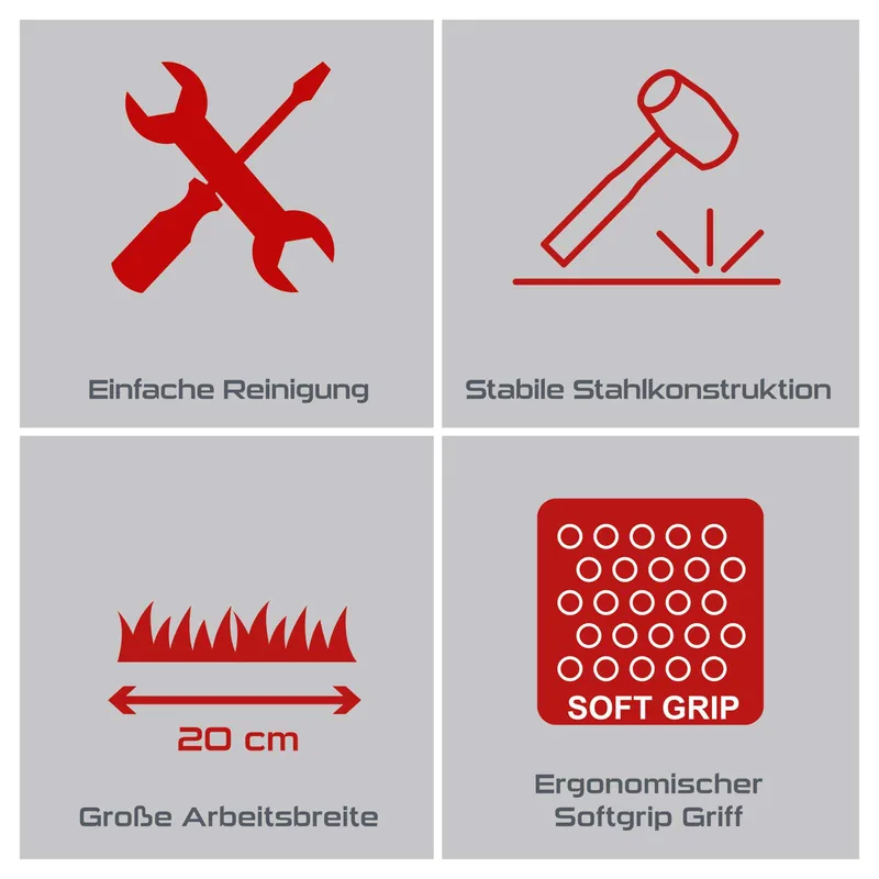 Hand Rasenlüfter PX-RL-10 Practixx - 20cm Arbeitsbreite | 3 Zinken Aerifizierer | Rasen belüften | Auffangbehälter | Softgrip | mit Reinigungswerkzeug de Scheppach – image du produit 3 sur 5