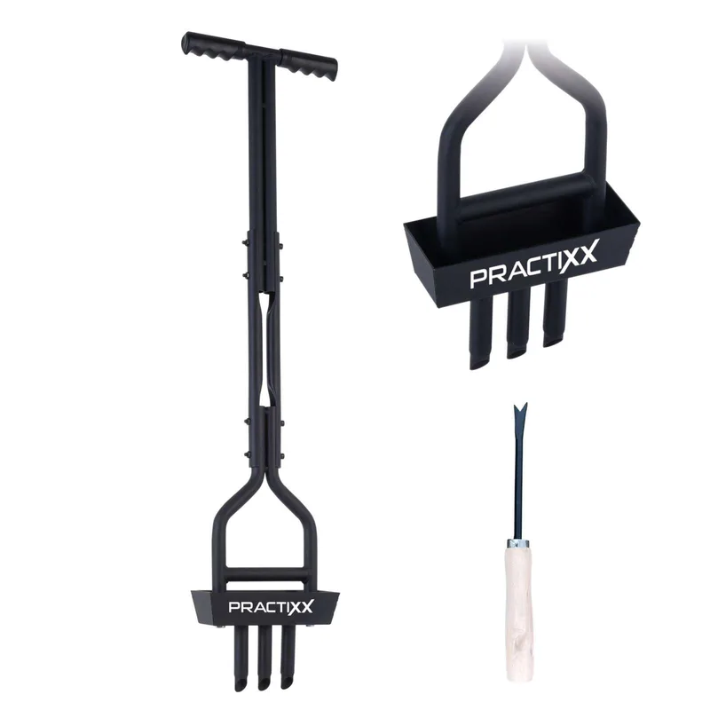 Hand Rasenlüfter PX-RL-10 Practixx - 20cm Arbeitsbreite | 3 Zinken Aerifizierer | Rasen belüften | Auffangbehälter | Softgrip | mit Reinigungswerkzeug de Scheppach – image du produit 1 sur 5
