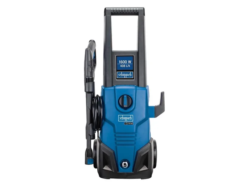 Hochdruckreiniger HCE1650, Druck max: 135 bar, 1600 W, Fördermenge max: 408 l/h, (Set, 10 tlg), Inklusive großem Zubehörpaket von Scheppach, Blau, Schwarz – Produktbild 2 von 5