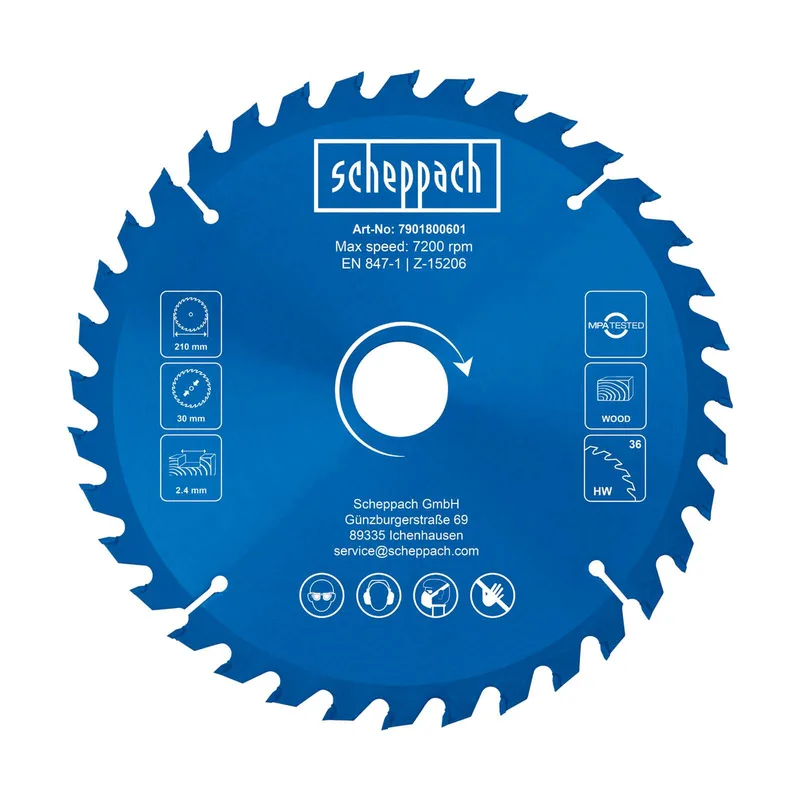 HW Kreissägeblatt Scheppach - Ø 210 x 30 x 2,4 x 1,6 mm | 36 Zähne de Scheppach – image du produit 1 sur 5