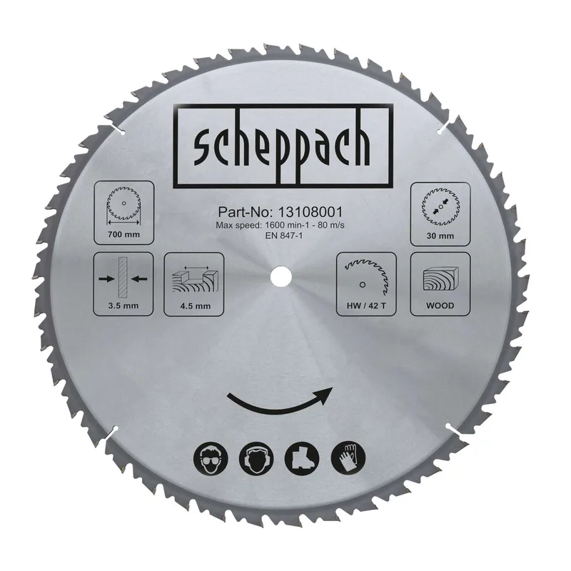 HW Kreissägeblatt Scheppach - Ø 700 x 30 x 4,5 x 3,2 mm | 42 Zähne de Scheppach – image du produit 1 sur 4