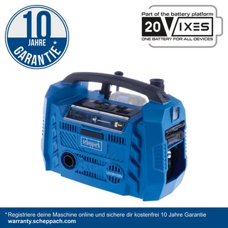 Hybrid-Kompressor Airforce 6 Scheppach - 10,3bar | ölfrei | 2 USB-Anschlüsse | 3 Antriebsarten de Scheppach – image du produit 2 sur 5