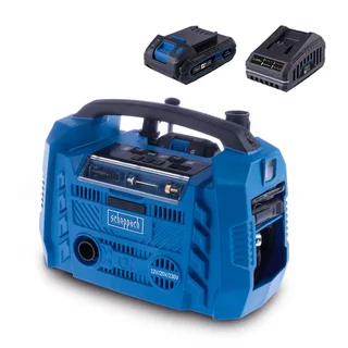 Hybrid-Kompressor Airforce 6 Scheppach - 10,3bar | ölfrei | 2 USB-Anschlüsse | 3 Antriebsarten | inkl. 2Ah Akku + 2,4A Ladegerät by Scheppach – product image 1 of 5