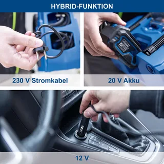 Hybrid-Kompressor Airforce 6 Scheppach - 10,3bar | ölfrei | 2 USB-Anschlüsse | 3 Antriebsarten de Scheppach – image du produit 4 sur 5