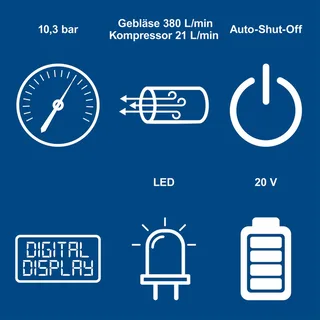 Hybrid-Kompressor Airforce 6 Scheppach - 10,3bar | ölfrei | 2 USB-Anschlüsse | 3 Antriebsarten de Scheppach – image du produit 3 sur 5