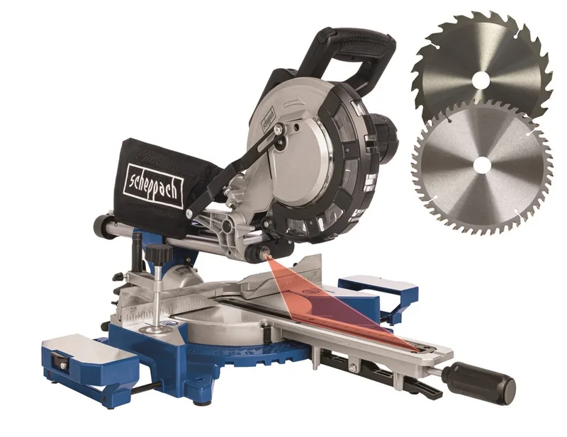 Kap- en trekzaag HM216 - 2000W | 216mm | Laser | 2 zaagbladen by Scheppach – product image 1 of 5