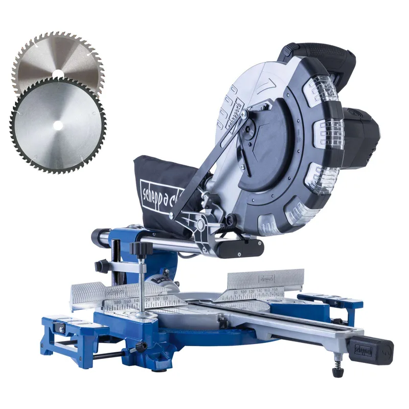 Kapp-, Zug- und Gehrungssäge HM254SPX Scheppach - inkl. 2. Sägeblätter 48Z / 60Z | 2400W | 340mm Schnittbreite | 90mm Schnitthöhe | LED-Schattenlicht by Scheppach – product image 1 of 5