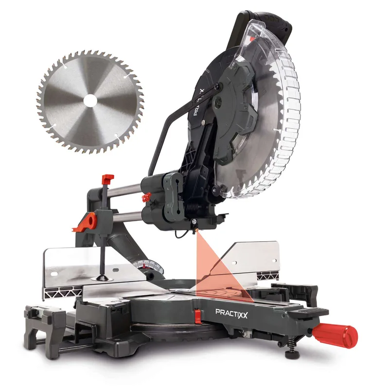 Kapp-Zugsäge PX-KZS-305PA Practixx - 2000W | 180mm x 340mm Schnitthöhe | 48Z | Laser | Softstart | Posaunenauszug von Scheppach – Produktbild