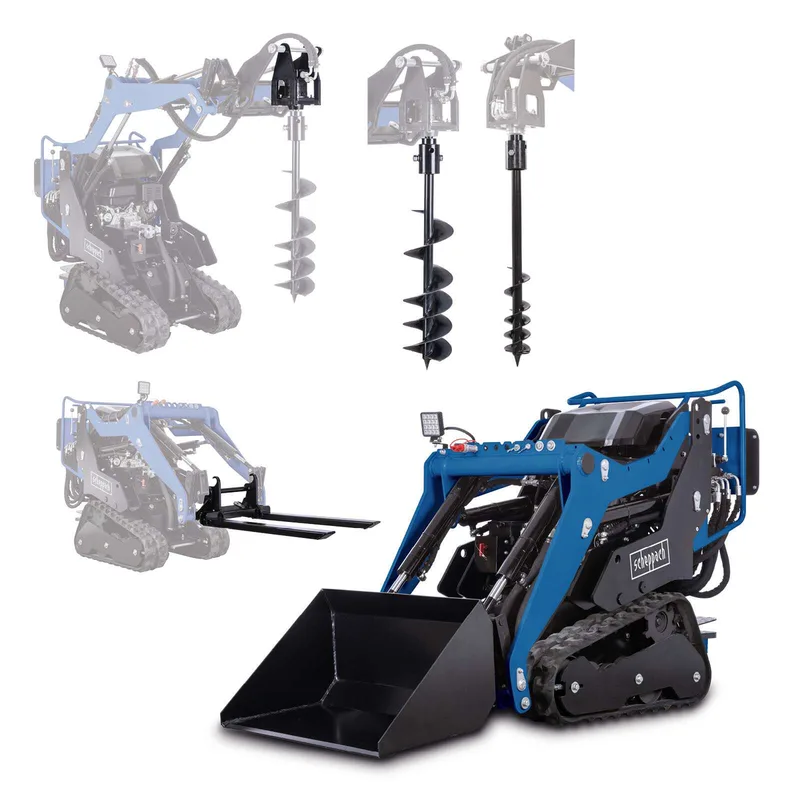 Kompaktlader MKL730 XXL-SET - 8,5PS | 200kg Ladekapazität | E-Start | 740mm Spurbreite | inkl. 80L Schaufel, 2x Erdbohrer, 1x Palettengabel fra Scheppach – produktbillede