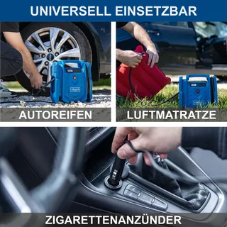 Kompressor Airforce 7 SC Scheppach - 230V & 12V Anschluss | 8 bar Arbeitsdruck | 24L/min | ölfrei & mobil | LCD Display | inkl. Reifenfüller & Adapter by Scheppach – product image 2 of 5