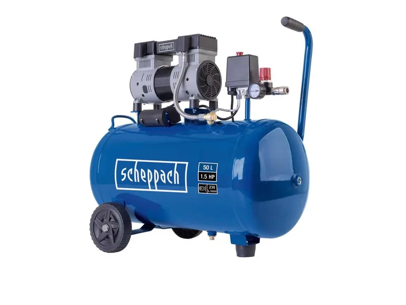 Kompressor HC52Si, 1300 W, max. 8 bar, 50 l, Silent Kompressor, Doppelzylinder, 230 L/min, Ölfrei by Scheppach – product image 1 of 5