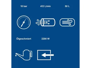 Kompressor HC53DC, 2200 W, max. 10 bar, 50 l, hohe Luftleistung von 412 l/min von Scheppach – Produktbild 2 von 5