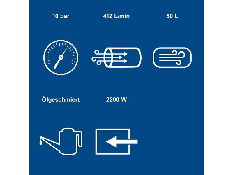 Kompressor HC53DC, 2200 W, max. 10 bar, 50 l, hohe Luftleistung von 412 l/min von Scheppach – Produktbild 2 von 5