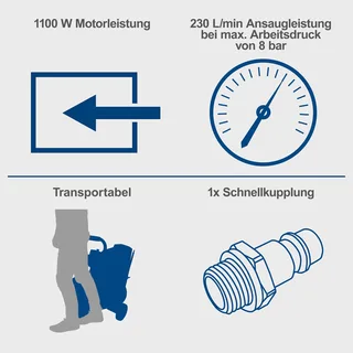 Kompressor Ultra Silent HC26Si Scheppach - 1100W | 8 Bar | 24L Kessel | 230 l/min Ansaugleistung | ölfrei Leisekompressor by Scheppach – product image 4 of 5