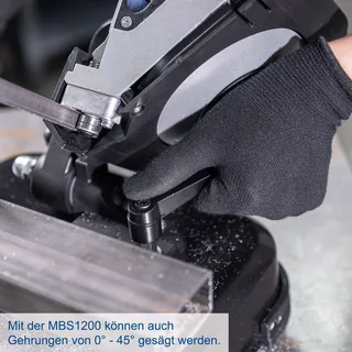 Metallbandsäge MBS1200 Scheppach - 1200W | 127mm Schnitthöhe | Vario-Speed | LED-Arbeitslampe | inkl. 2. Sägebänder 10Z / 14Z by Scheppach – product image 4 of 5