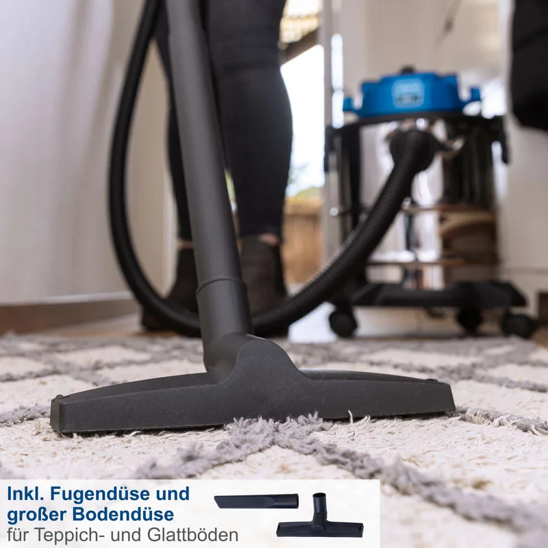 Nass- / Trockensauger VC20 Scheppach - 1300W | 2m Schlauchlänge | 4m Anschlusskabel | 20L Edelstahlbehälter von Scheppach – Produktbild 2 von 5