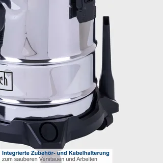 Nass- / Trockensauger VC20 Scheppach - 1300W | 2m Schlauchlänge | 4m Anschlusskabel | 20L Edelstahlbehälter von Scheppach – Produktbild 3 von 5
