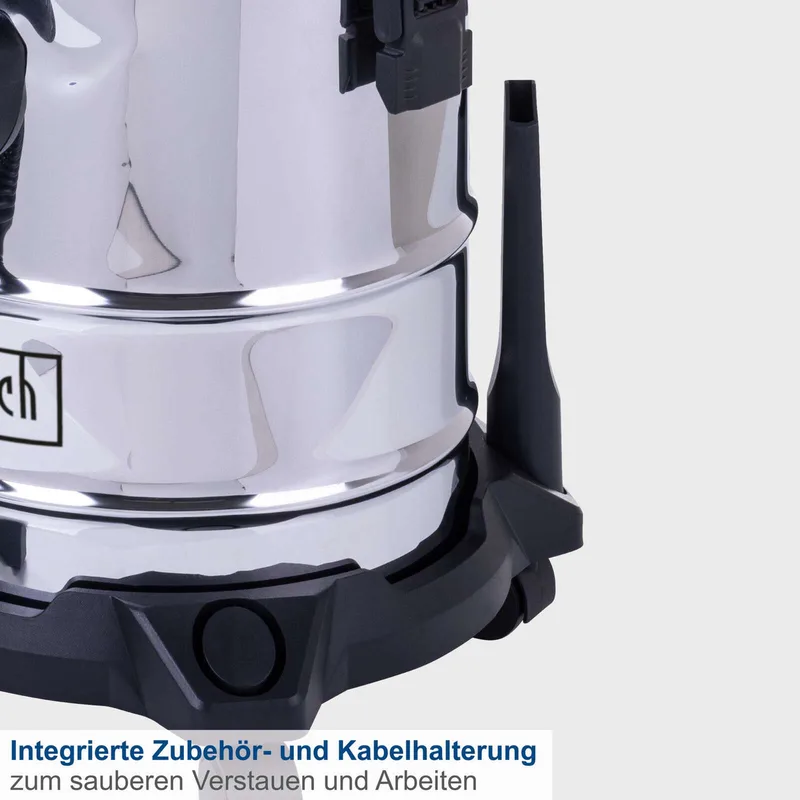 Nass- / Trockensauger VC20 Scheppach - 1300W | 2m Schlauchlänge | 4m Anschlusskabel | 20L Edelstahlbehälter von Scheppach – Produktbild 3 von 5