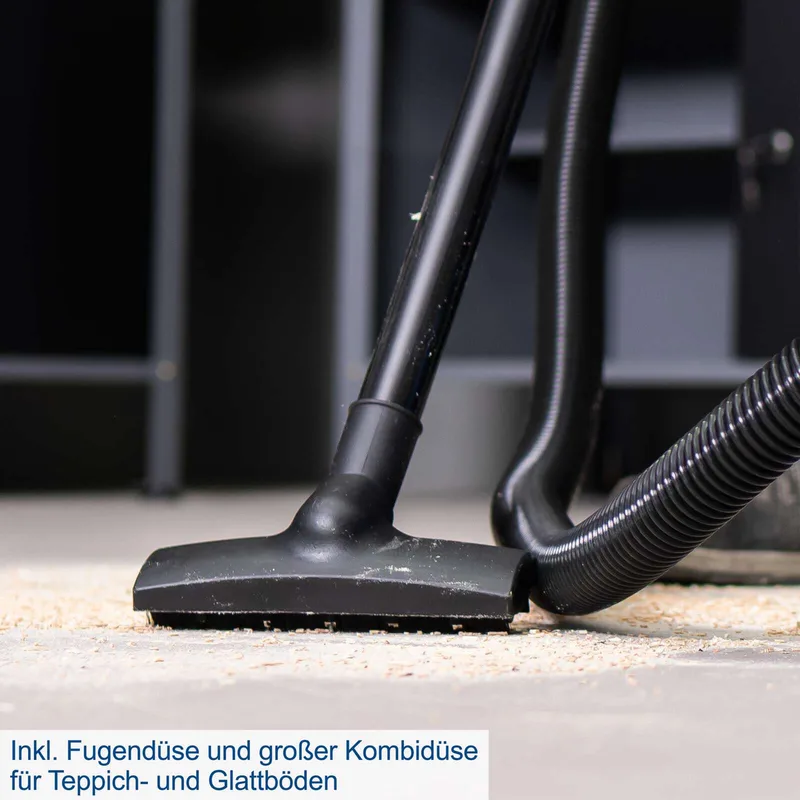 Nass- und Trockensauger NTS16 Scheppach - 1200W | 20kPa Saugleistung | 3m Kabellänge | 16L Behältervolumen | Kabelhalterung | inkl. Zubehör von Scheppach – Produktbild 3 von 5