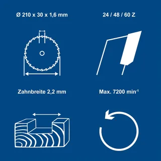 O210mm Cirkelzaagblad (3 stuks) von Scheppach – Produktbild 2 von 5