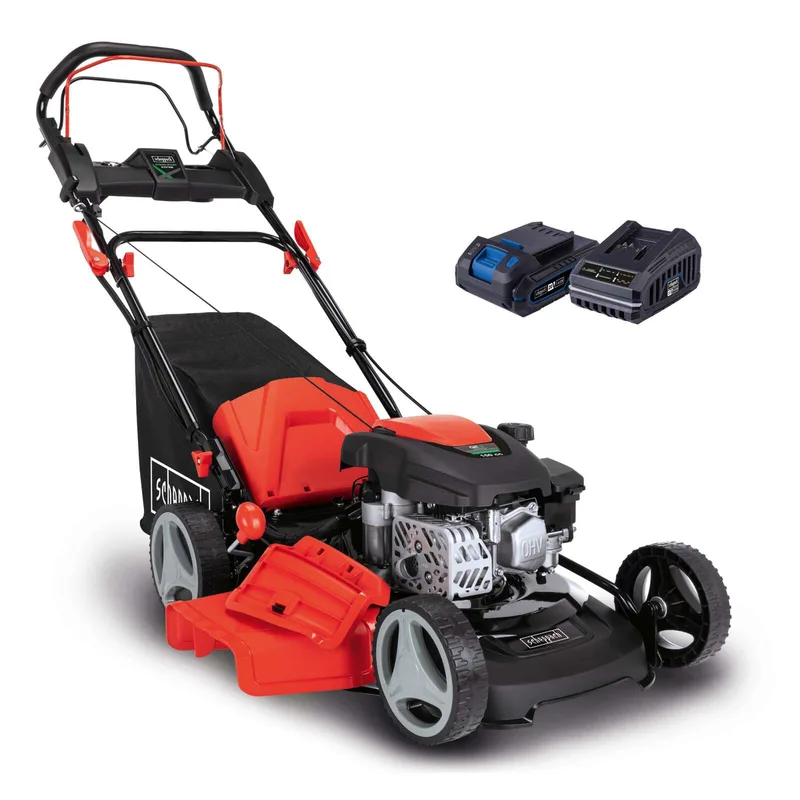 Rasenmäher MS150-46E Scheppach - 3,5PS | 46cm Schnittbreite | 55L | Antrieb | E-Start | mit Motoröl von Scheppach – Produktbild