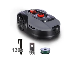 Rasenmähroboter RLM500W, bis 500 m² Rasenfläche, (Set), inkl. 9x Mähmesser, Schnitthöhenverstellung 20–60 mm, Geräuscharm de Scheppach, Gris, Noir – image du produit 1 sur 5