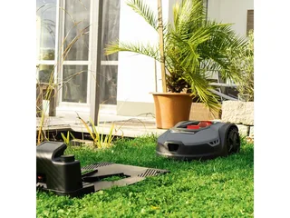 Rasenmähroboter RLM500W, bis 500 m² Rasenfläche, (Set), inkl. 9x Mähmesser, Schnitthöhenverstellung 20–60 mm, Geräuscharm de Scheppach, Gris, Noir – image du produit 4 sur 5