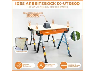 Sägebock IXES Arbeitsbock Sägebock Unterstellbock Gerüstbock Klappbock 600 kg, 600 kg max. Belastbarkeit, (1-St) by Scheppach, Orange – product image 2 of 5