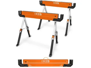Sägebock IXES Arbeitsbock Sägebock Unterstellbock Gerüstbock Klappbock 600 kg, 600 kg max. Belastbarkeit, (1-St) by Scheppach, Orange – product image 1 of 5