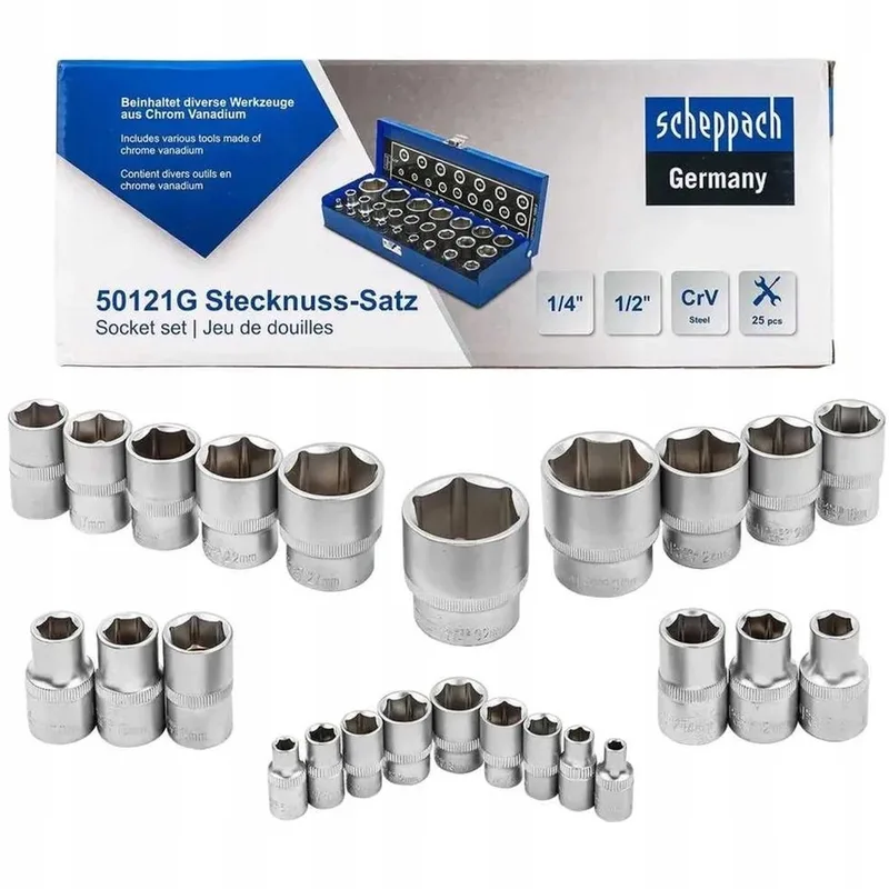 Scheppach 25-delige DOPPENSET 1/4" & 1/2" 4-32mm CR-V by Scheppach – product image