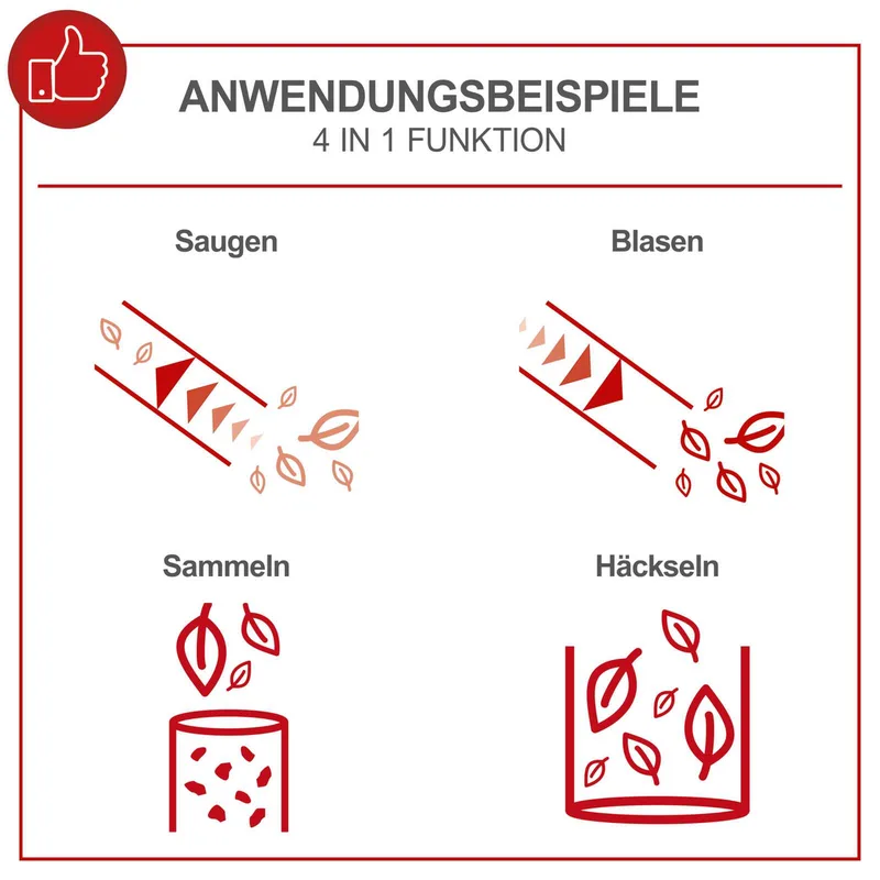 Scheppach 3-in-1 Benzine Bladblazer LBH2600P - 25.4cc - 700W - 1,0PK - Bladzuiger, Bladblazer & Versnipperen - Blaassnelheid 268 km/u - 678 m³/u - 50L opvangzak von Scheppach – Produktbild 4 von 5