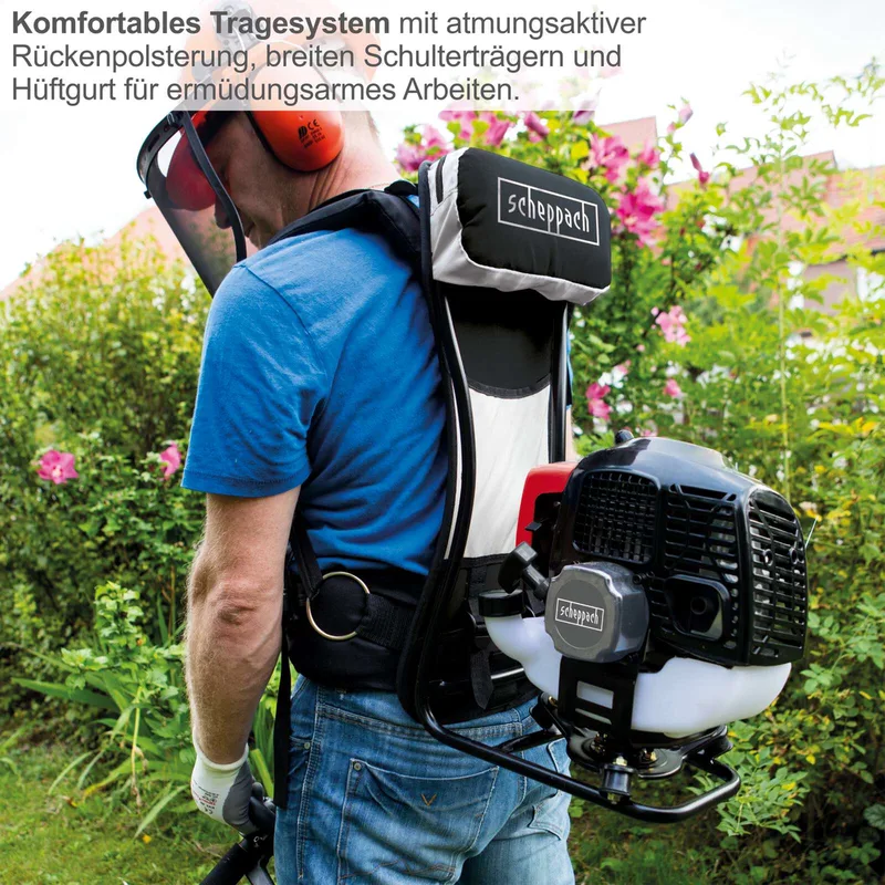 Scheppach 4-in-1 Benzine Multitool MFH5300-4BP - Rugdrager - 51,7cc - 2-takt - 1.3kW/1.8 PK - tankinhoud 0.96 L von Scheppach – Produktbild 3 von 5