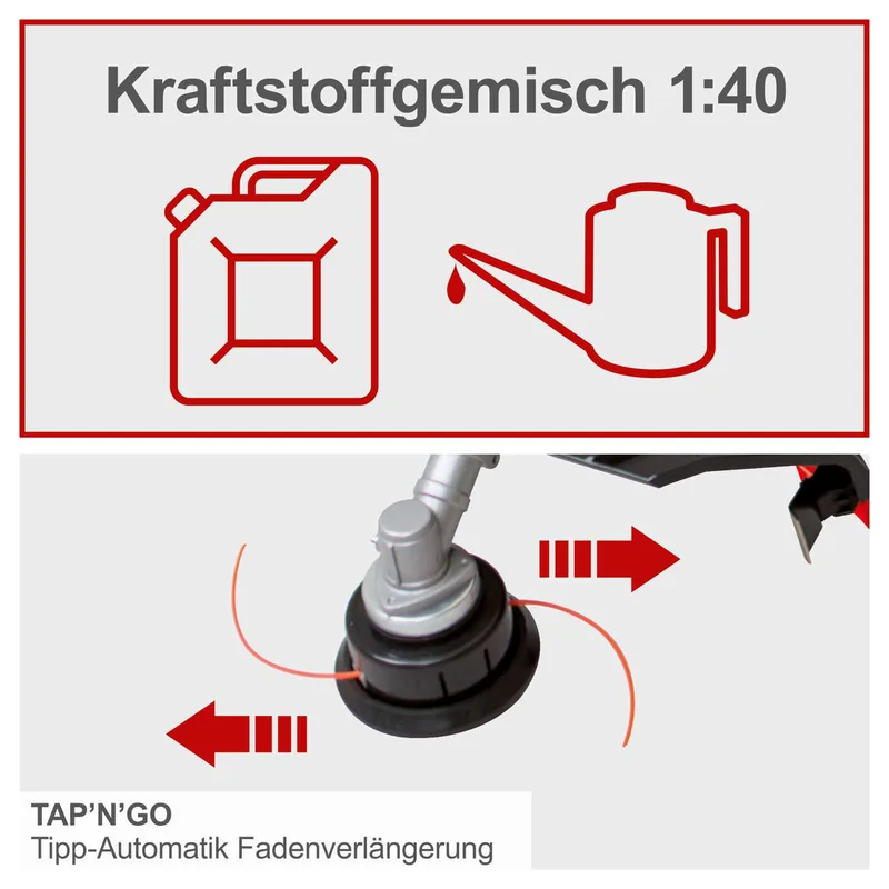 Scheppach 4-in-1 Benzine Multitool MFH5300-4BP - Rugdrager - 51,7cc - 2-takt - 1.3kW/1.8 PK - tankinhoud 0.96 L von Scheppach – Produktbild 2 von 5