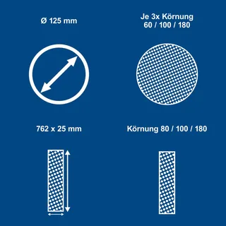 Schleif Set Scheppach - 12-teilig | 3x Schleifpapier | 1x Schleifband van Scheppach – productafbeelding 2 van 5