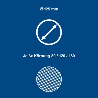 Schleifpapier Set Scheppach - 9 teilig | Ø 125 mm | K 80/120/180 by Scheppach – product image 2 of 5