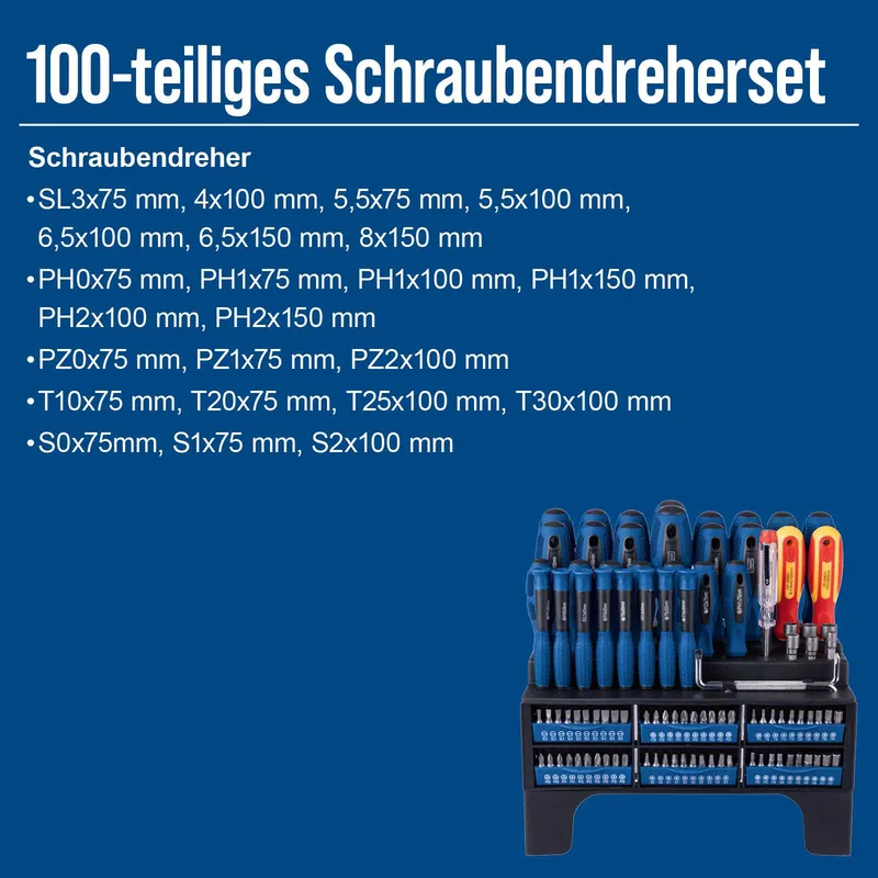 Schraubendreher Set VDE Scheppach - 100-tlg. | Haushalt | Baustelle | Werkstatt | magnetische Spitze by Scheppach – product image 4 of 4