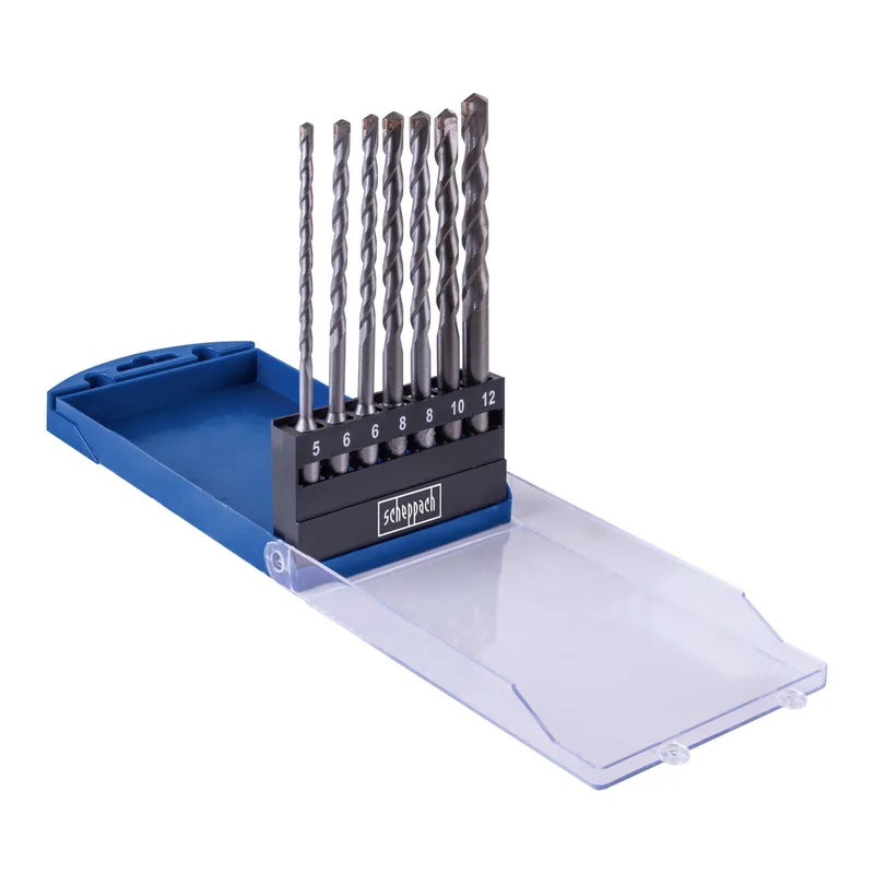SDS-Plus Hammerbohrer Set Scheppach - 7-tlg. | Ø 5/6/2x8/10/12 | x 160 mm by Scheppach – product image 1 of 5