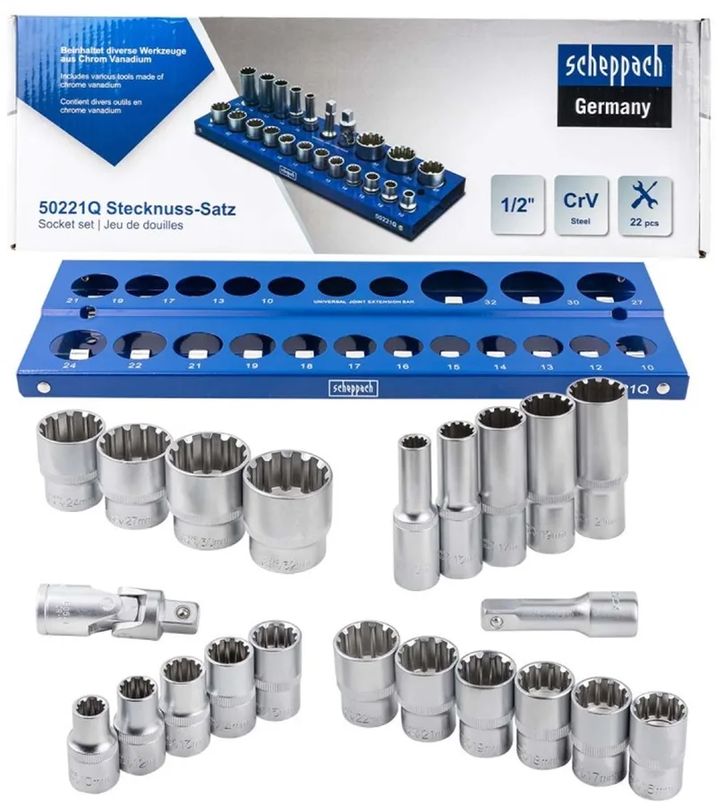 Serie - Dopsleutelset - Nasadki 10-32 mm - 22 Elementen - Organiser by Scheppach – product image