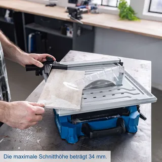 Stein- und Fliesenschneider WTS180 Scheppach - 710W | 34mm Schnitthöhe | 395x385 mm Tischgröße | 180mm Trennscheibe | Wasserkühlung von Scheppach – Produktbild 4 von 5