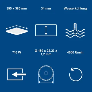 Stein- und Fliesenschneider WTS180 Scheppach - 710W | 34mm Schnitthöhe | 395x385 mm Tischgröße | 180mm Trennscheibe | Wasserkühlung von Scheppach – Produktbild 2 von 5