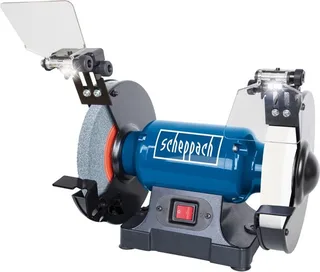 Tafelslijpmachine 500W - Met 2x Ø200mm slijpschijf: K60 (grof) & K100 (fijn) - LED-verlichting - Vonkenschermen de Scheppach – image du produit 1 sur 5