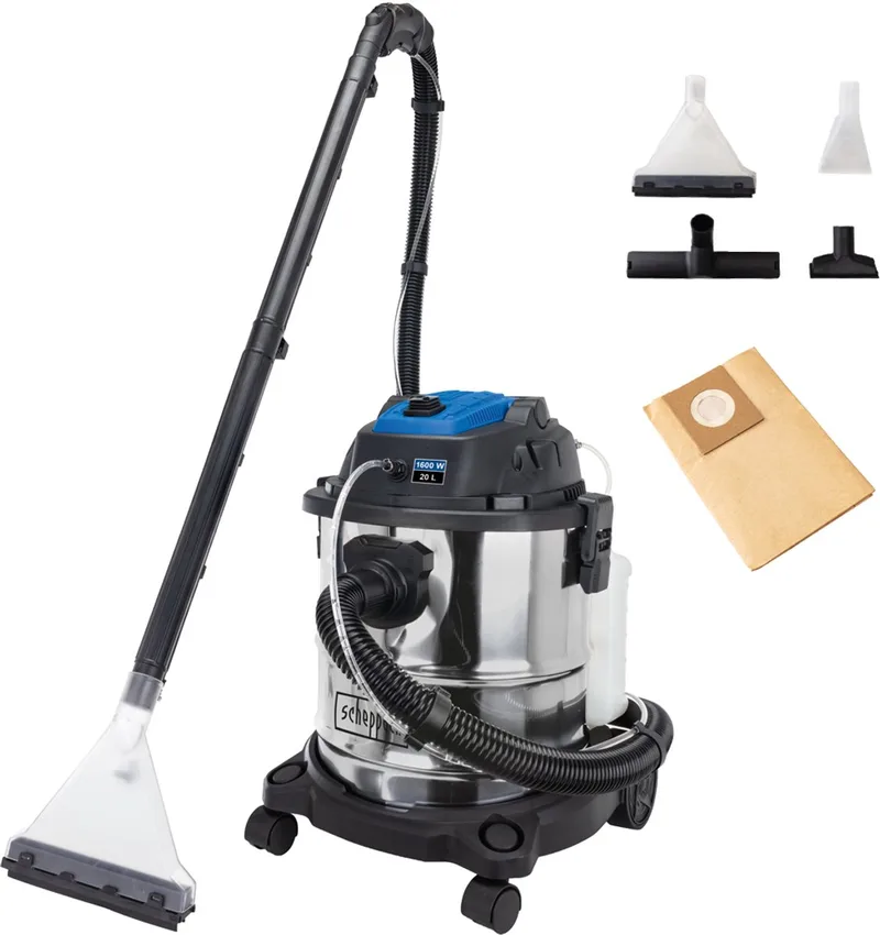 Tapijtreiniger SprayVac20 - 1600W - Alleszuiger met 4-in-1 functie - incl. mondstukken en filters van Scheppach – productafbeelding 1 van 5