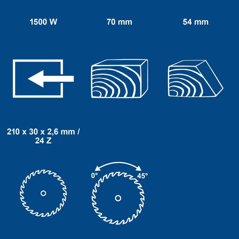 Tischkreissäge HS210 Scheppach - 1500W | 70 mm Schnitthöhe | Tischgröße 500 x 445 mm | Ø210 mm Sägeblatt | inkl. Querschneidlehre & Längsanschlag de Scheppach – image du produit 3 sur 5