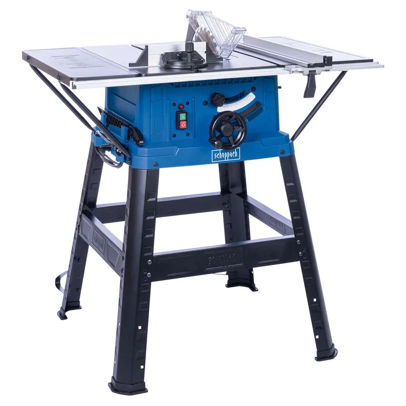 Tischkreissäge HS254 Scheppach - 2200W | 85mm Schnitthöhe | Ø254mm Sägeblatt 24Z | 0 – 45° Gehrungsschnitte | inkl. Querschneidlehre & Längsanschlag van Scheppach – productafbeelding 1 van 5