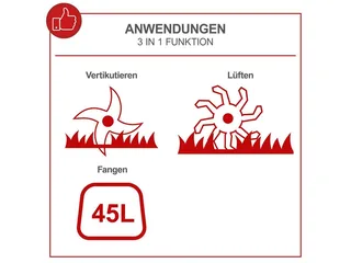 Verticuteermachine & Gazonbeluchter SC38 – 1600W – 38 cm Werkbreedte – 45L Opvangbak – Verwijdert Mos & Vilt – Voor Gazons tot 700 m² van Scheppach – productafbeelding 2 van 5