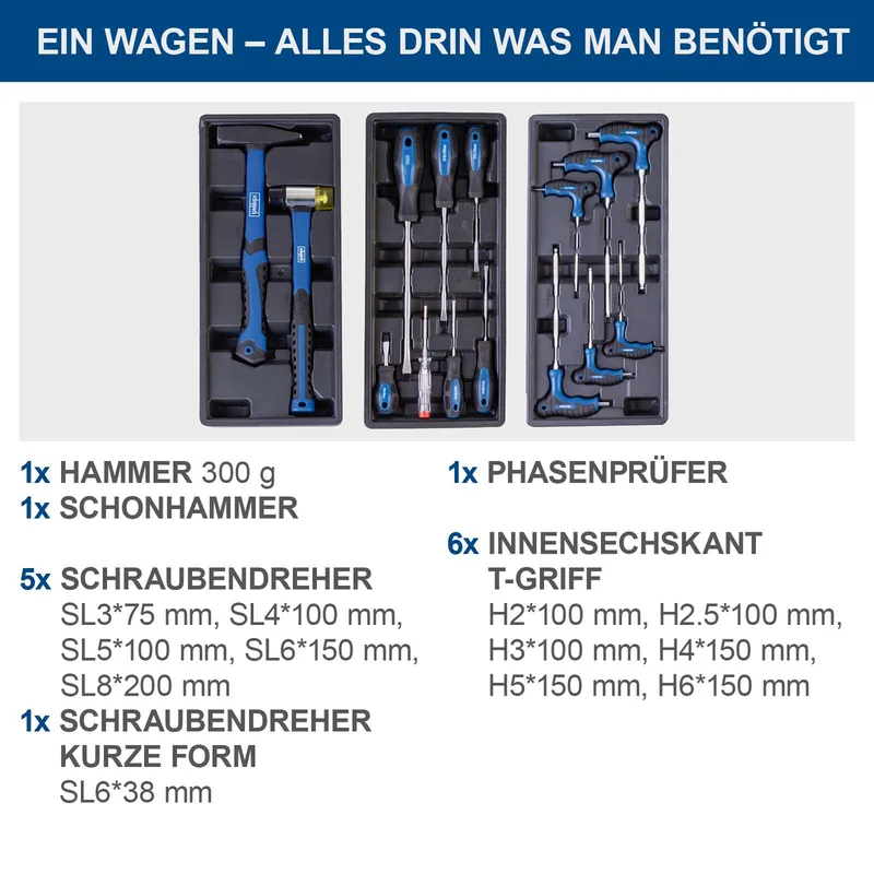 Werkstattwagen TW1150 Scheppach - 70tlg. | max. 200kg Belastung | Abschließbare Schubladen | Chrom-Vanadium-Stahl Werkzeuge by Scheppach – product image 5 of 5