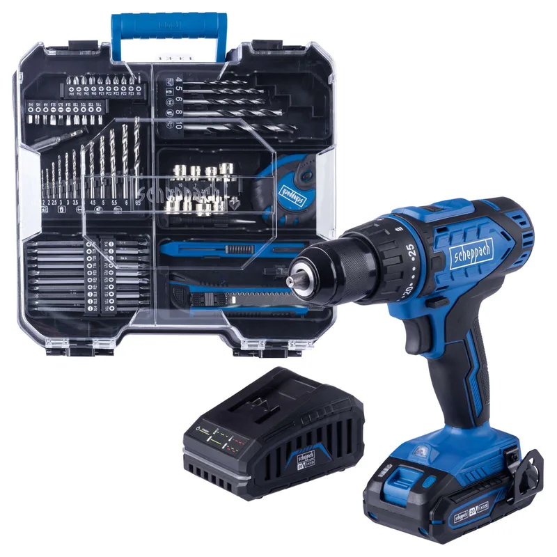 Werkzeugkoffer C-DTB74/1-X Scheppach -20V | 1,5-13mm Spannbereich | 50Nm Drehmoment | ohne Schlagfunktion | inkl. 2Ah Akku + 2,4A Ladegerät von Scheppach – Produktbild 1 von 5