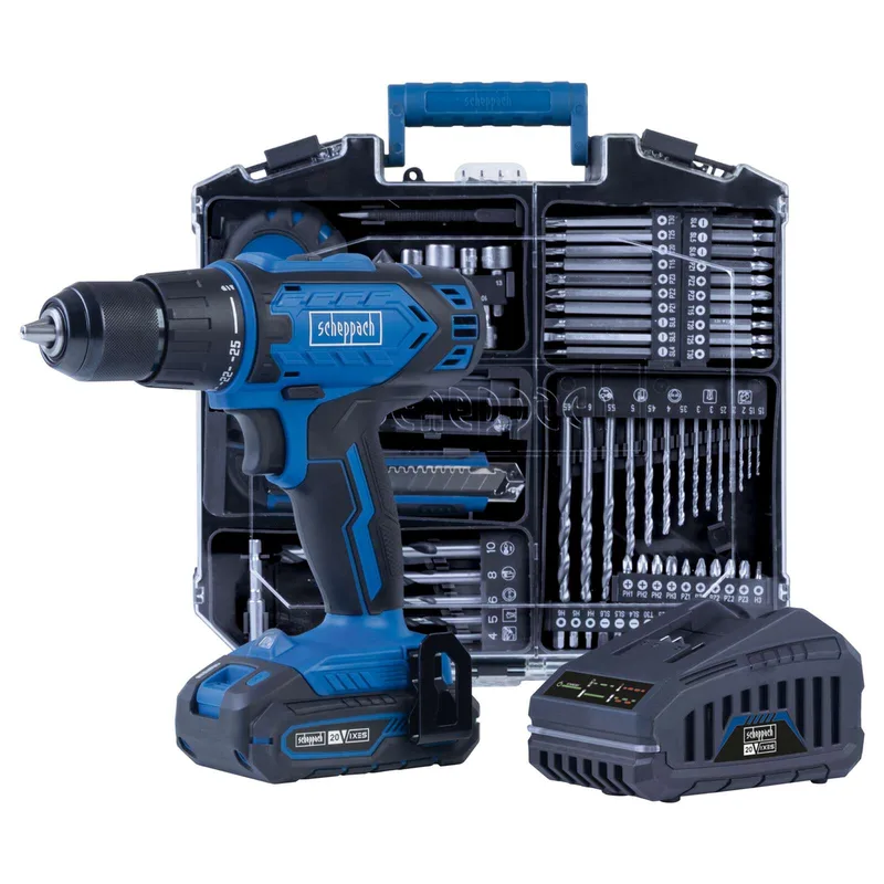 Werkzeugkoffer C-DTB74/1-X Scheppach -20V | 1,5-13mm Spannbereich | 50Nm Drehmoment | ohne Schlagfunktion | inkl. 2Ah Akku + 2,4A Ladegerät fra Scheppach – produktbillede 1 af 5